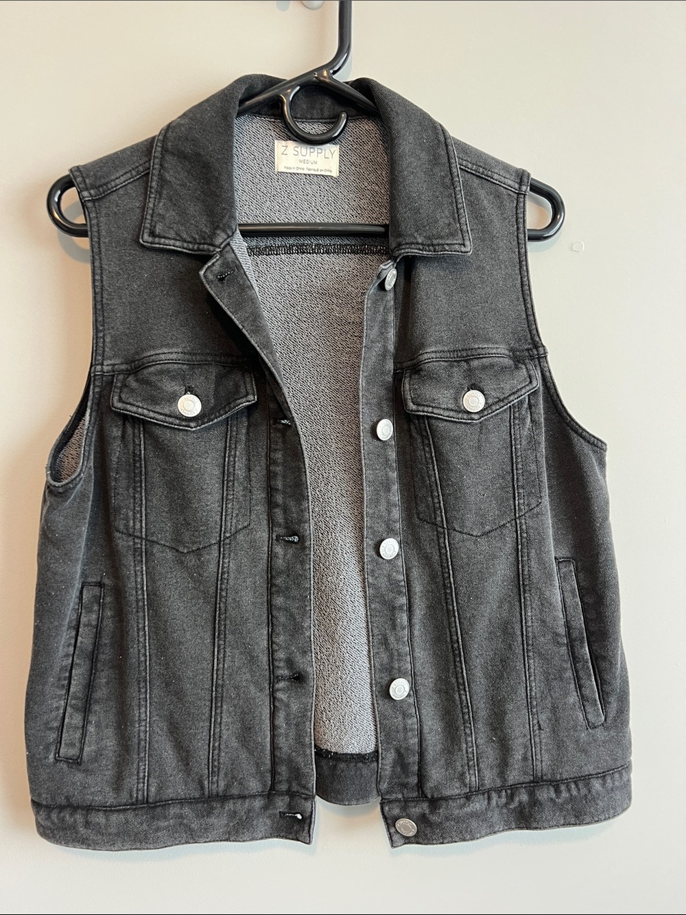 Z Supply Washed Black Denim Vest